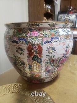 Large Chinese Oriental Court Pottery Fish Bowl Planter 14
