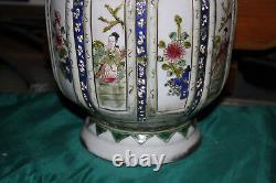 Large Chinese Painted Flower Porcelain Pottery Vase Signed Bottom