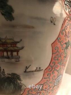 Large Famille Rose Chinese Porcelain Baluster Vase