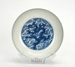 Large Fine Superb Chinese Blue and White Dragon Porcelain Plate
