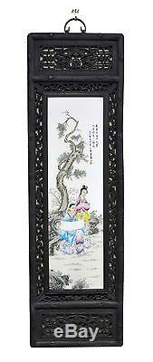 Large Set of 4 Chinese Painting Figure Porcelain Wall Hanging Plaque