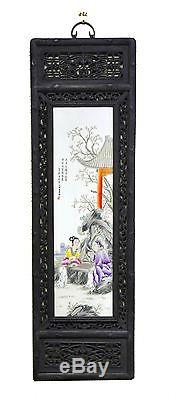 Large Set of 4 Chinese Painting Figure Porcelain Wall Hanging Plaque