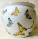Large Vtg Chinese Porcelain Pot Jardiniere Bowl Vase Planter Butterflies