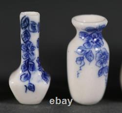 Lot of 10 China Chinese Miniature Porcelain Blue & White Vases ca. 20th c