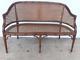 Mid Century Vintage Chinese Chippendale Faux Bamboo And Cane Settee Bench