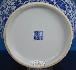 Magnificent Chinese Blue And White Porcelain Vase Marked Qianlong A7962