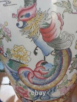 Massive-huge Chinese Porcelain Vase Phoenix & Peacock 53 Tall