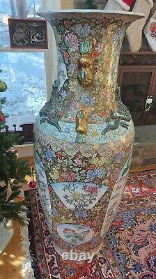Massive-huge Chinese Porcelain Vase Phoenix & Peacock 53 Tall
