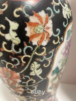 Matching Pair Large Antique Chinese Famille Porcelain Vases 16.25 Tall