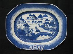 Mid-19th Century Chinese Canton Blue & White Porcelain 12.5 Platter, Mint