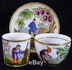 N827 C1806 Antique Minton Porcelain Trio Cup Saucer Sporting Chinese Pattern 539