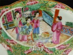 N921 Antique Qing Chinese Canton Famille Rose Porcelain Medalion Dish Plate