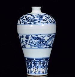 Nice Chinese Hand Painting Blue&white Porcelain Dragon Mei Vase