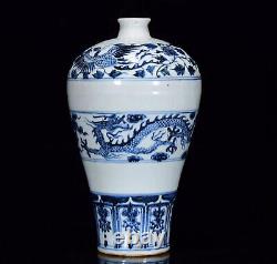 Nice Chinese Hand Painting Blue&white Porcelain Dragon Mei Vase