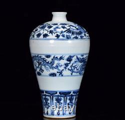 Nice Chinese Hand Painting Blue&white Porcelain Dragon Mei Vase