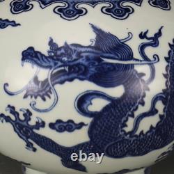 Nice Chinese Hand Painting Blue&white Porcelain Dragon Shang Vase