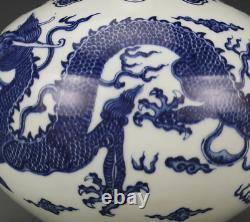 Nice Chinese Hand Painting Blue&white Porcelain Dragon Shang Vase