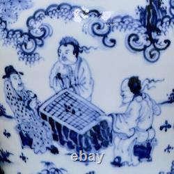 Nice Chinese Hand Painting Blue&white Porcelain Figure Mei Vase