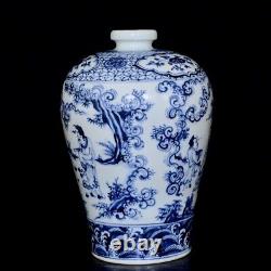 Nice Chinese Hand Painting Blue&white Porcelain Figure Mei Vase