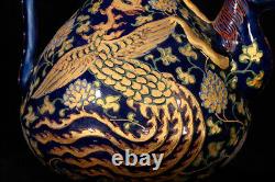 Nice Collectable Art Handmade Blue Glaze Porcelain Phoenix Teapot