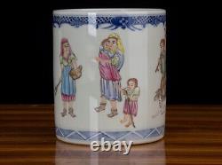 Nice Collectable Art Handmade Painting Famille Rose Porcelain Figure Brush Pot