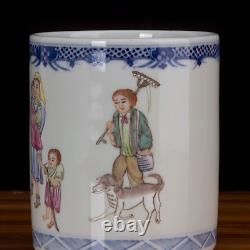 Nice Collectable Art Handmade Painting Famille Rose Porcelain Figure Brush Pot