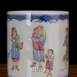 Nice Collectable Art Handmade Painting Famille Rose Porcelain Figure Brush Pot