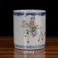 Nice Collectable Art Handmade Painting Famille Rose Porcelain Figure Brush Pot