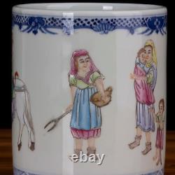 Nice Collectable Art Handmade Painting Famille Rose Porcelain Figure Brush Pot