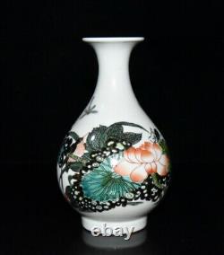 Nice Collectable Art Handmade Painting Famille Rose Porcelain lotus Vase