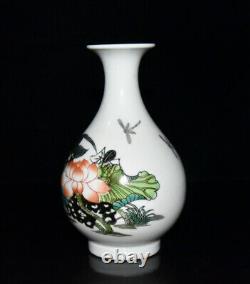 Nice Collectable Art Handmade Painting Famille Rose Porcelain lotus Vase