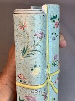 OLD Chinese porcelain Famille Rose Wall Scroll Sedan Vase Qianlong Qing Dynasty