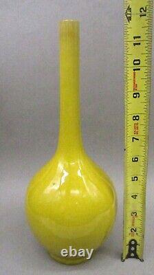 Old Antique Chinese Porcelain Crackle Glaze Chartreuse Yellow 12 Bottle Vase