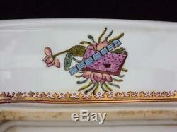 Old Beautiful Chinese Oriental Porcelain Famille Rose Tray Plate