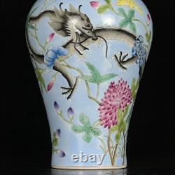 Old Chinese Antiques Pastel Porcelain Dragon Pattern Vase