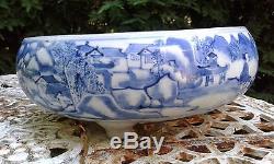 Old Chinese Blue and White Porcelain Censer with Figures in Landscape Ming Dynasty