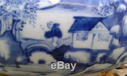 Old Chinese Blue and White Porcelain Censer with Figures in Landscape Ming Dynasty