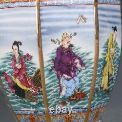 Old Chinese porcelain Color painting Eight Immortals vase Qianlong Mark