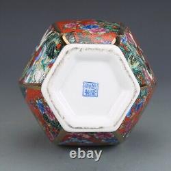 Old Chinese porcelain Color painting flowers bird vase Qing Qianlong Mark 912