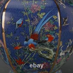 Old Chinese porcelain Enamel Color painting flowers bird vase Qianlong Mark