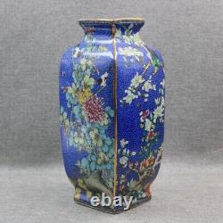 Old Chinese porcelain Qing Dynasty Color Painted Gilt flower bird Vase 3186