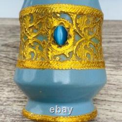 Old Chinese porcelain Ru porcelain covered with gold inlaid gem handmade vase 28