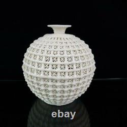 Old Chinese porcelain White glaze handmade Hollow out weaving vase