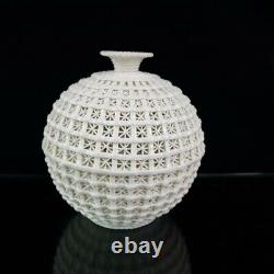 Old Chinese porcelain White glaze handmade Hollow out weaving vase