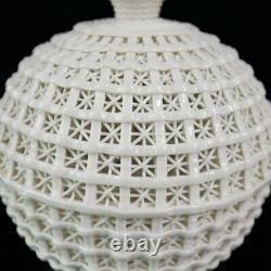 Old Chinese porcelain White glaze handmade Hollow out weaving vase