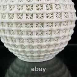 Old Chinese porcelain White glaze handmade Hollow out weaving vase