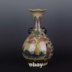 Old Chinese porcelain color Painted Character Story vase Ming Jiajing Mark a277