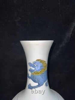 Old Chinese porcelain color Painted kylin Kirin pattern vase 482