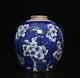 Old Signed Antique Chinese Blue & White Porcelain Pot With Plum Blossom