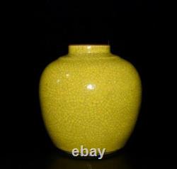 Old Yellow Galze Chinese Porcelain Jar Pot St1215